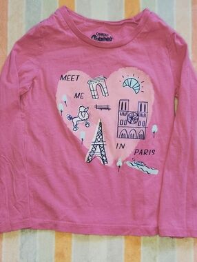 OshKosh B'gosh Pink Paris Heart Long-Sleeve Tee 4T